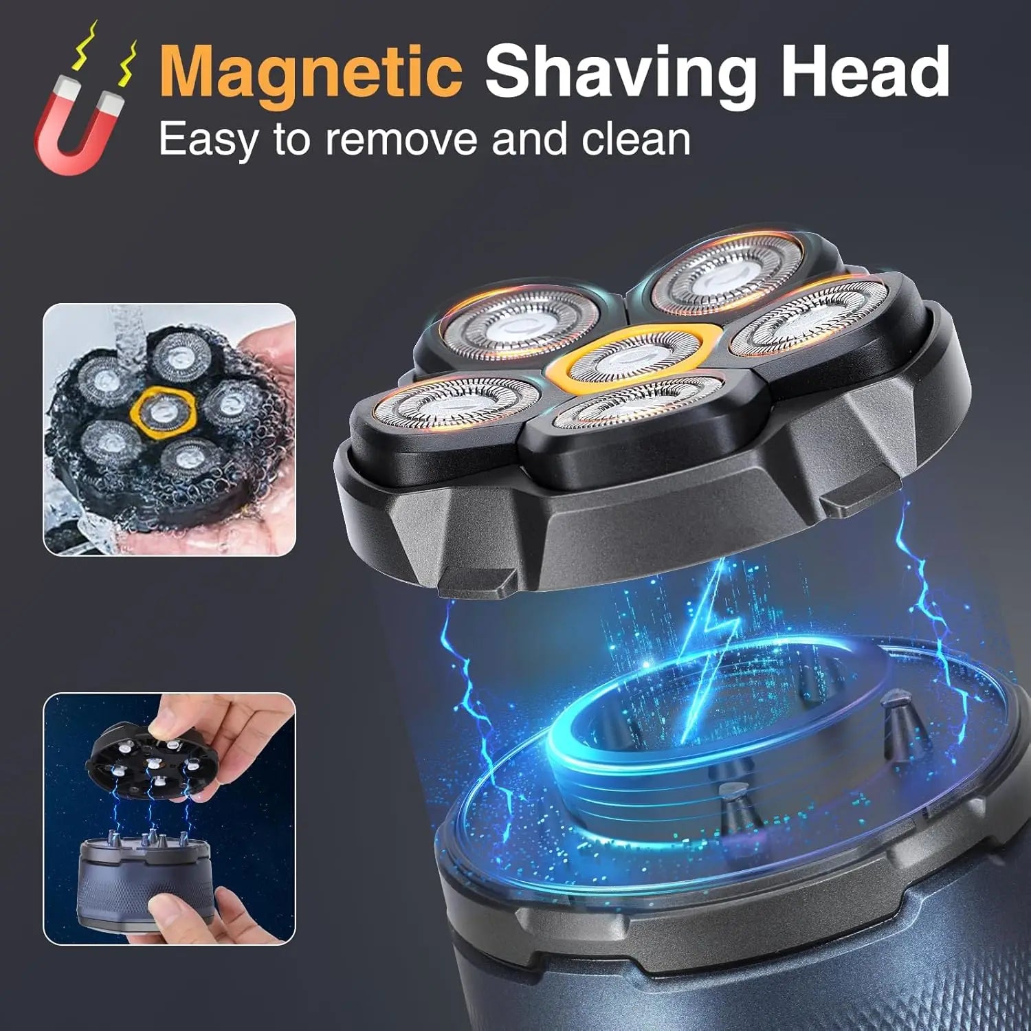 6D Floating Electric Shaver for Men Bald Head Shaver Wet Dry Beard Hair Trimmer Rechargeable Bald Head Shaving Machine