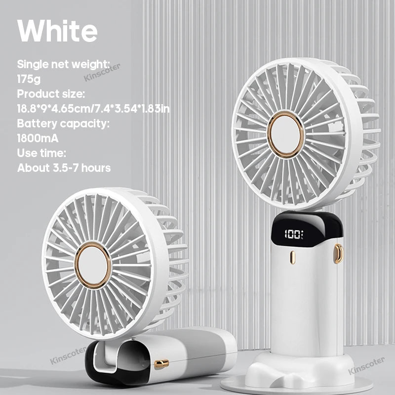 “USB Handheld Mini Fan – Foldable, Portable & 5-Speed Cooling with Phone Stand!”