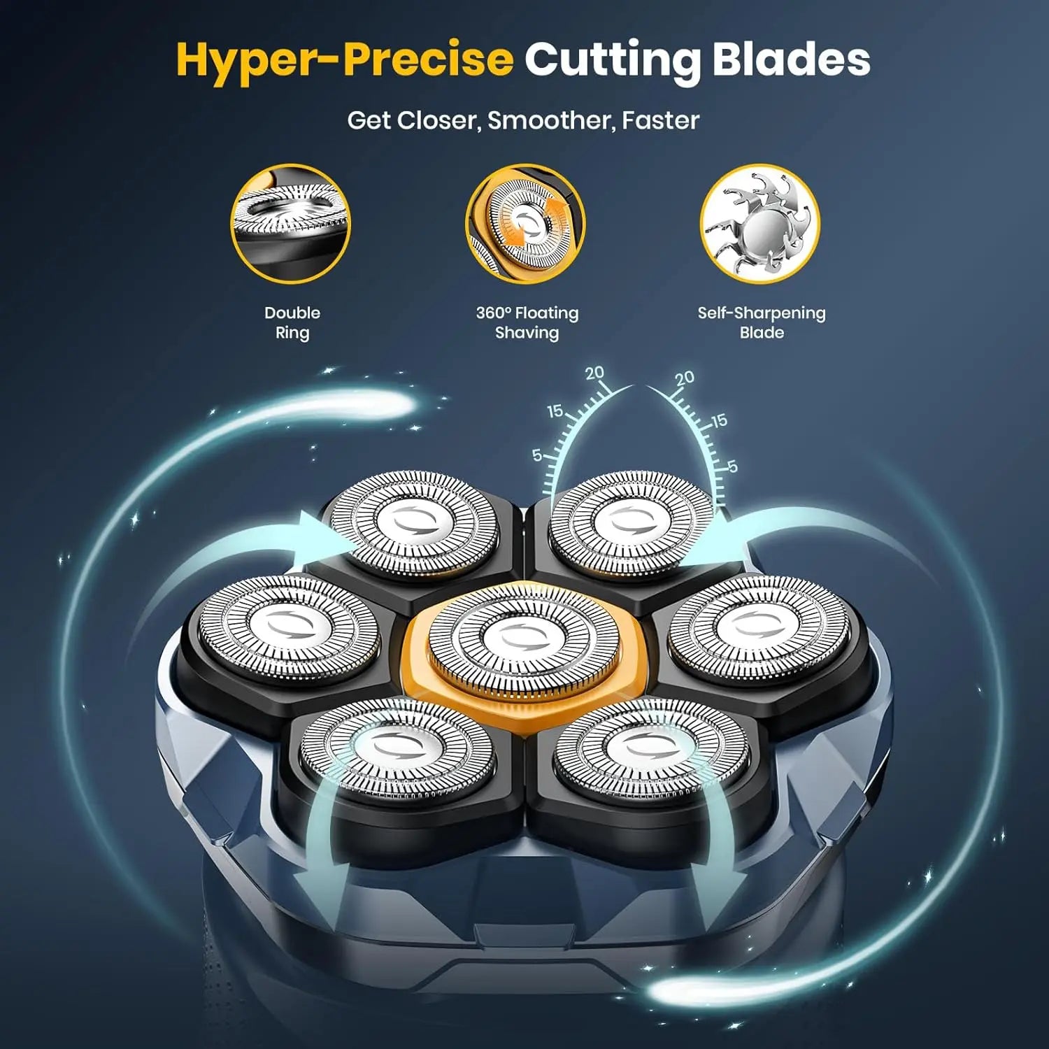 6D Floating Electric Shaver for Men Bald Head Shaver Wet Dry Beard Hair Trimmer Rechargeable Bald Head Shaving Machine