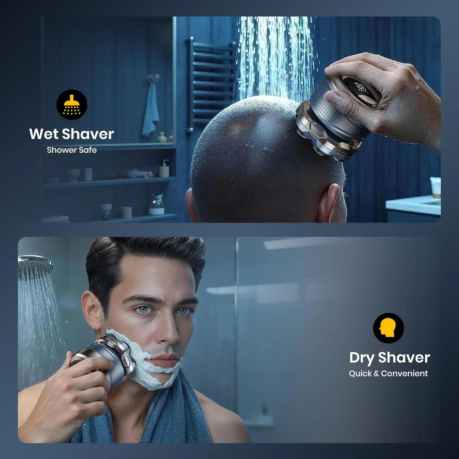 6D Floating Electric Shaver for Men Bald Head Shaver Wet Dry Beard Hair Trimmer Rechargeable Bald Head Shaving Machine