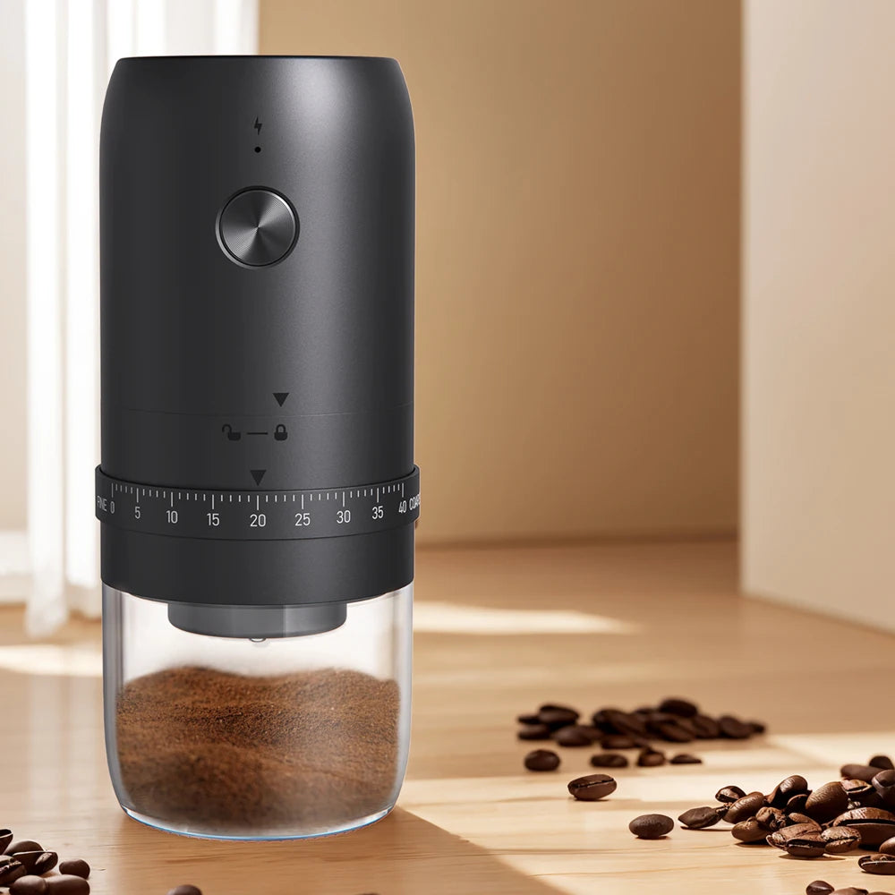 Kawu Premium Portable Electric Coffee Grinder – Ceramic Burr, 11+ Adjustable Grind Levels, USB Rechargeable"