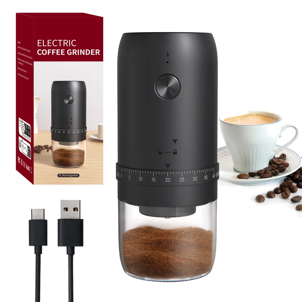 Kawu Premium Portable Electric Coffee Grinder – Ceramic Burr, 11+ Adjustable Grind Levels, USB Rechargeable"