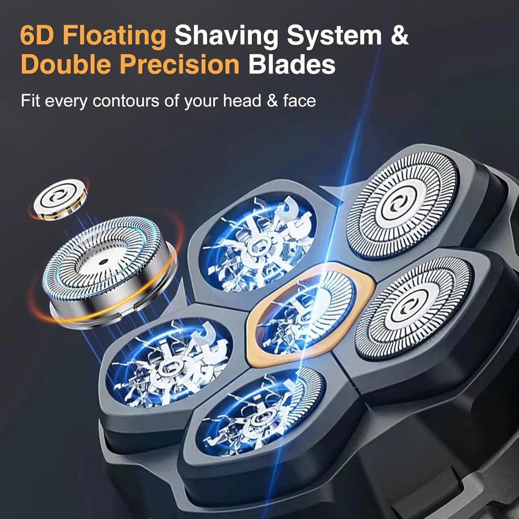 6D Floating Electric Shaver for Men Bald Head Shaver Wet Dry Beard Hair Trimmer Rechargeable Bald Head Shaving Machine