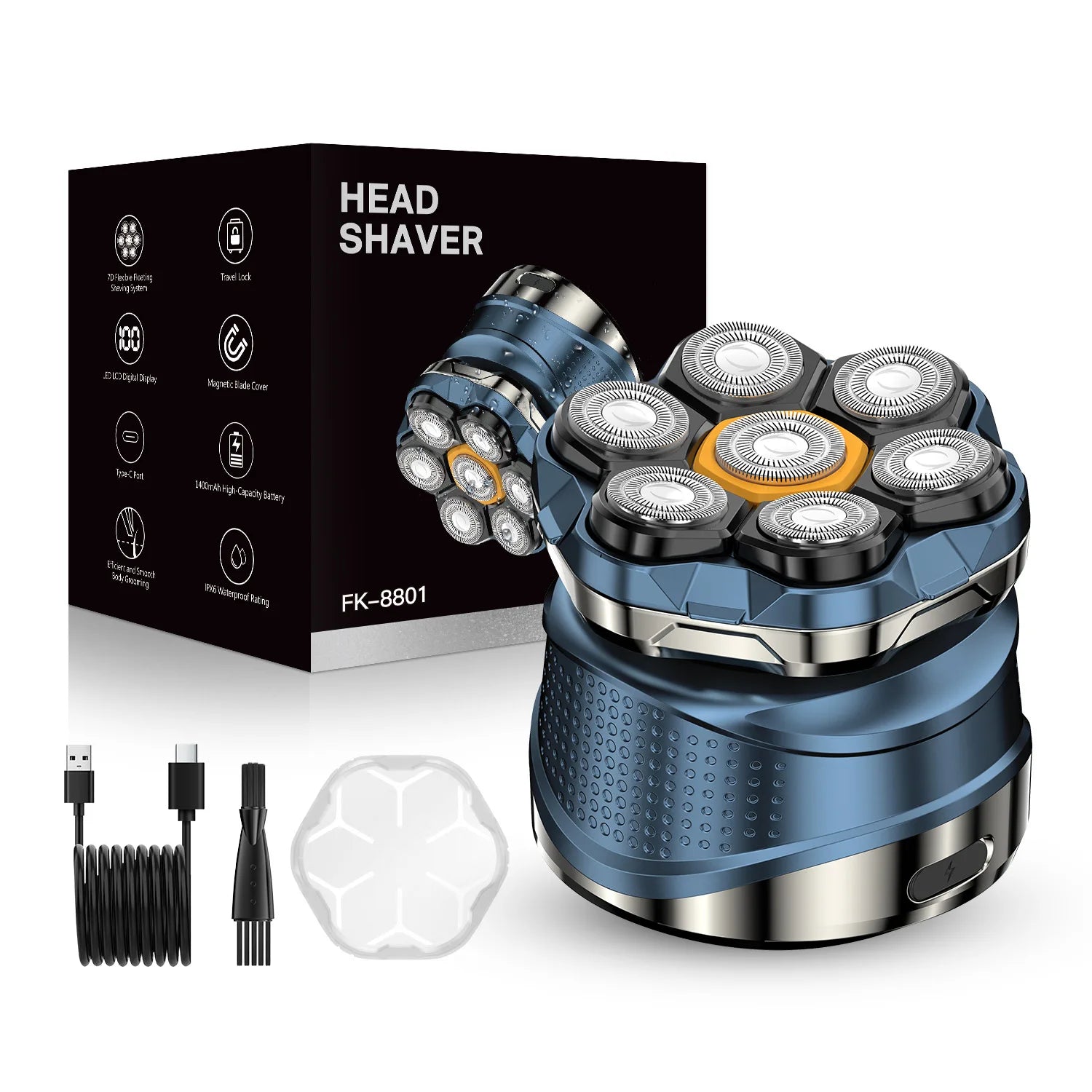 6D Floating Electric Shaver for Men Bald Head Shaver Wet Dry Beard Hair Trimmer Rechargeable Bald Head Shaving Machine