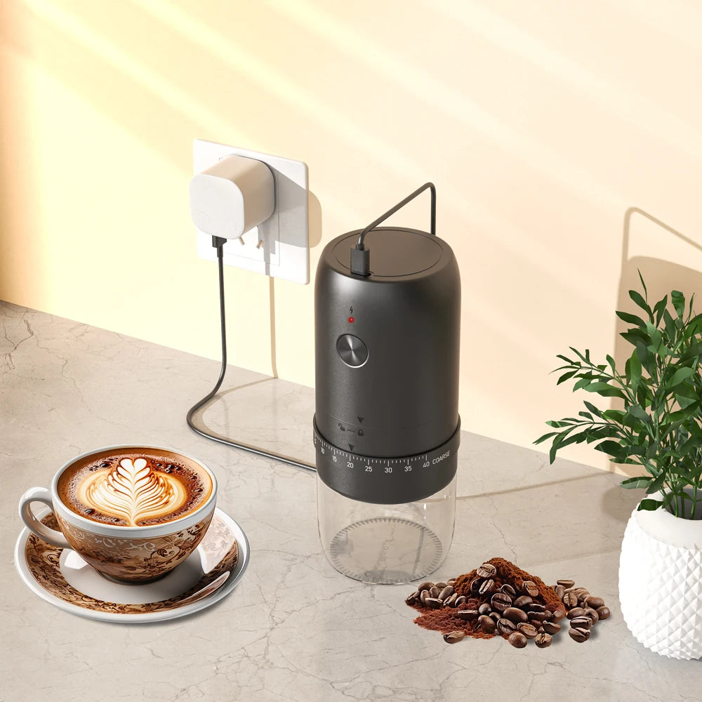 Kawu Premium Portable Electric Coffee Grinder – Ceramic Burr, 11+ Adjustable Grind Levels, USB Rechargeable"