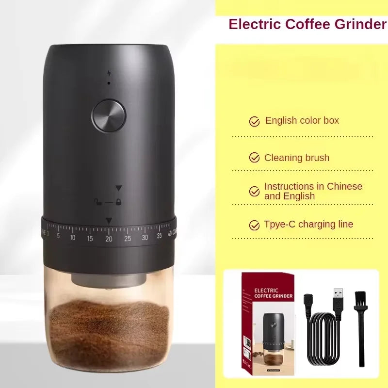Kawu Premium Portable Electric Coffee Grinder – Ceramic Burr, 11+ Adjustable Grind Levels, USB Rechargeable"